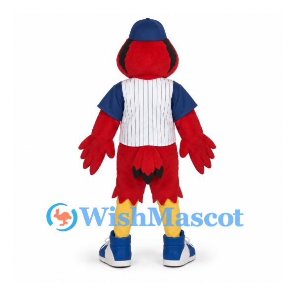 Cardinal Mascot Costume with Pinstripe Baseball Jersey
