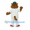 Wildcat Mascot Costume with White Pinstripe Baseball Uniform