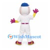 Baseball Mascot Costume with White Uniform and Purple Gloves