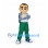 Schoolboy Mascot Costume with Blue Shirt and Green Backpack