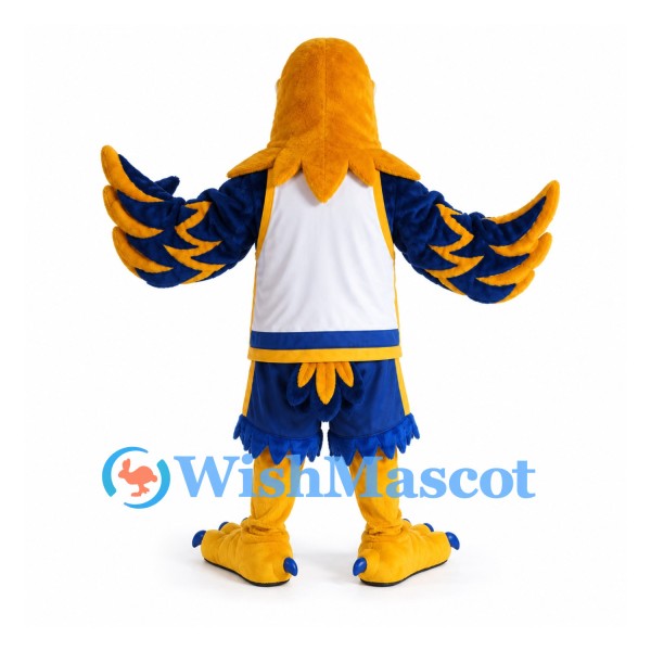 Eagle Mascot Costume with White Jersey and Blue Wing Details