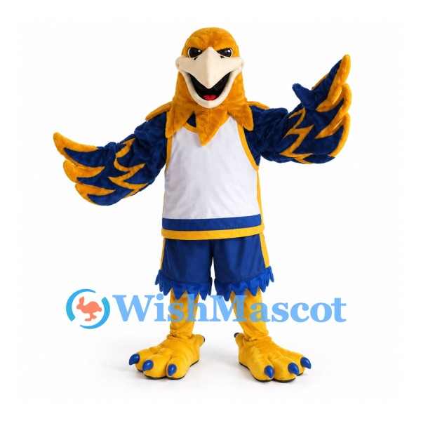 Eagle Mascot Costume with White Jersey and Blue Wing Details
