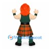 Highland Warrior Mascot Costume with Orange Hair and Tartan Kilt