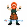 Highland Warrior Mascot Costume with Orange Hair and Tartan Kilt
