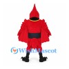 Cardinal Mascot Costume in Red with Black Belt and Gold Necklace