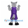 Wolf Mascot Costume with Purple Basketball Uniform