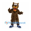 Jaguar Mascot Costume in Brown with Spotted Fur and Blue Shoes