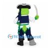 Parrot Pirate Mascot Costume with Black Tricorn Hat and White Shirt