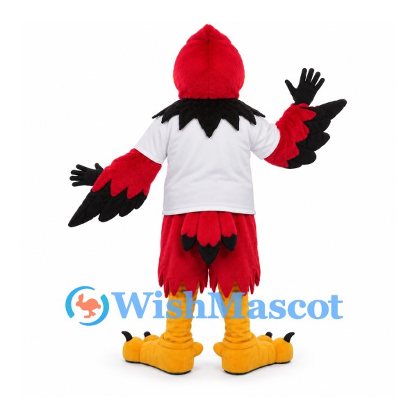 Cardinal Mascot Costume with White Sports Shirt