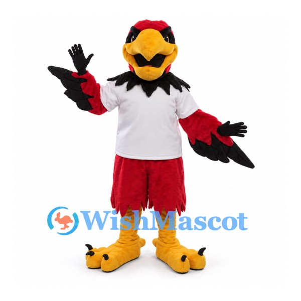 Cardinal Mascot Costume with White Sports Shirt