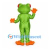 Tree Frog Mascot Costume in Green with Red Eyes and Orange Feet