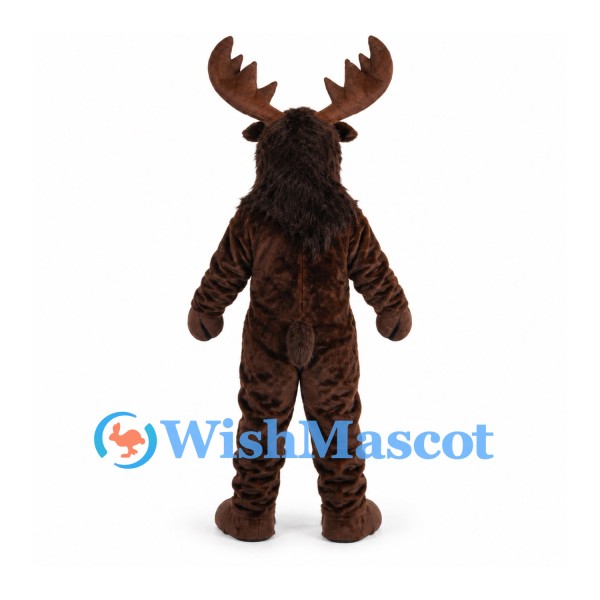 Moose Mascot Costume in Dark Brown with Large Antlers