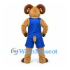 Ram Mascot Costume with Blue Basketball Uniform