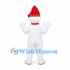 Snowman Mascot Costume with Red Knit Hat and Scarf