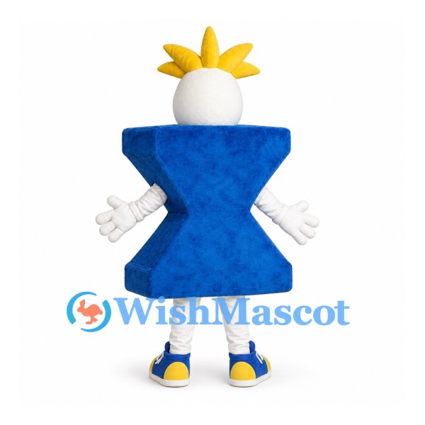 Hourglass Character Mascot Costume in Blue with Yellow Hair