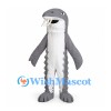 Shark Mascot Costume in Gray with White Belly and Long Snout