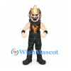 King Mascot Costume with Gold Crown and Brown Armor