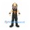 King Mascot Costume with Gold Crown and Brown Armor