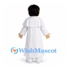 Man Mascot Costume with White Robe and Black Hair
