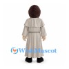 Monk Mascot Costume with Gray Hooded Robe