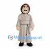Monk Mascot Costume with Gray Hooded Robe