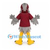 Eagle Mascot Costume with Burgundy Jersey and Gray Wings