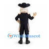 Colonial Gentleman Mascot Costume with Black Tricorn Hat and Tailcoat