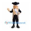 Colonial Gentleman Mascot Costume with Black Tricorn Hat and Tailcoat