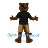 Tiger Mascot Costume with Black Shirt and Tan Shorts