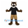 Tiger Mascot Costume with Black Shirt and Tan Shorts