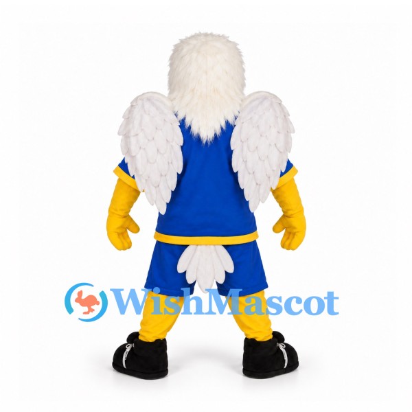 Bald Eagle Mascot Costume with Blue Basketball Uniform