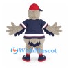 Bird Mascot Costume with Navy Hockey Jersey and Red Cap