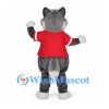 Wolf Mascot Costume with Red Shirt and Shoulder Pads