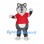 Wolf Mascot Costume with Red Shirt and Shoulder Pads