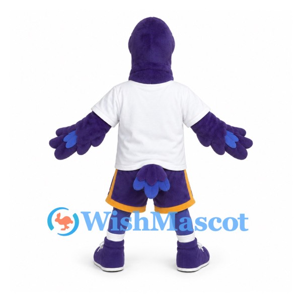 Purple Bird Mascot Costume with White Sports Shirt