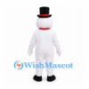 Snowman Mascot Costume with Black Top Hat and Red Scarf