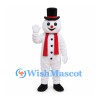 Snowman Mascot Costume with Black Top Hat and Red Scarf