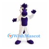Horse Mascot Costume in White with Purple Mane and Belly