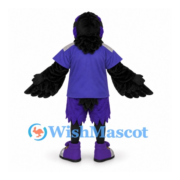 Crow Mascot Costume with Purple Sports Uniform