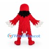 Parrot Mascot Costume in Red with White Belly and Black Beak