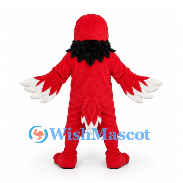 Parrot Mascot Costume in Red with White Belly and Black Beak