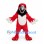 Parrot Mascot Costume in Red with White Belly and Black Beak
