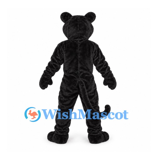 Black Panther Mascot Costume with Green Eyes and Long Tail