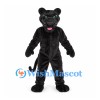 Black Panther Mascot Costume with Green Eyes and Long Tail