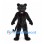 Black Panther Mascot Costume with Green Eyes and Long Tail