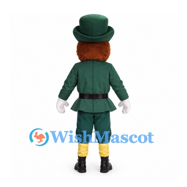 Leprechaun Mascot Costume with Green Suit and Tall Hat