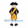 Colonial Officer Mascot Costume with Navy Coat and Gold Waistcoat