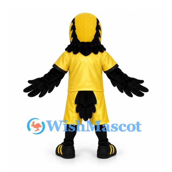 Hawk Mascot Costume with Yellow Sports Uniform
