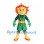 Fire Spirit Mascot Costume with Flame Hair and Green Sports Outfit