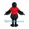 Crow Mascot Costume with Red Shirt and Black Feathers